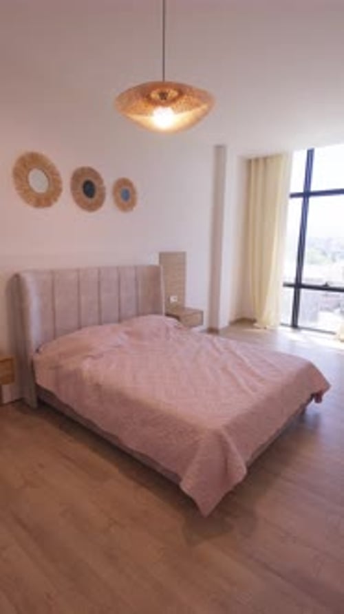 Minimalist interior design of modern living room in cottage in forest.