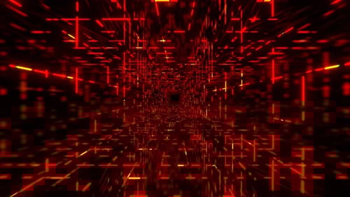 Red And Orange Simple Square Cyber Tunnel Background Vj Loop In 4K