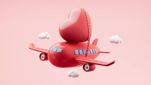 Loop animation of love heart with wings