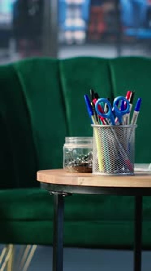 Vertical Video Business Lobby Featuring Sofa in a Bright Modern Boardroom with Glass Elements