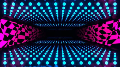 Cyan And Pink Infinite Neon Dots And Checkers Background Vj Loop In 4K