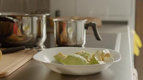 Preparing avocado dish at home