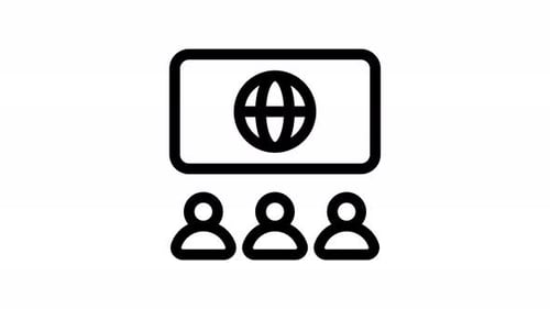 Minimalist Icon Animation of Audience Watching Global Presentation