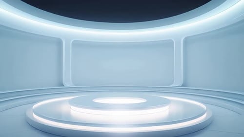 Podium Futuristische Vitrine mit Plattform für Produktausstellungen. Leeres modernes Bühnendisplay