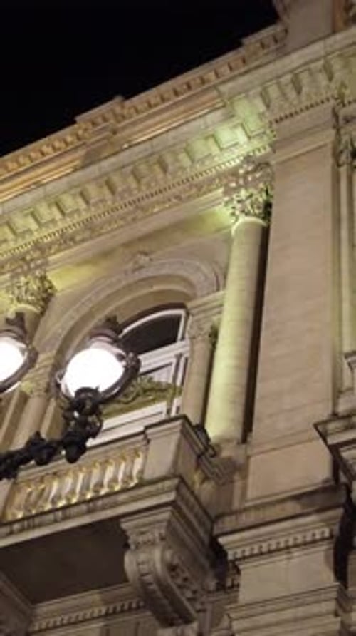 Vertical view of Colon Opera House, iconic travel landmark of Buenos Aires city, Argentina, building