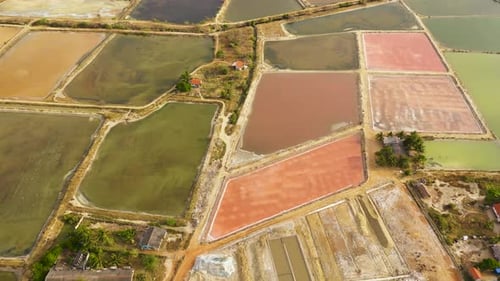 Aerial View of Salt Production Ponds Sri Lanka