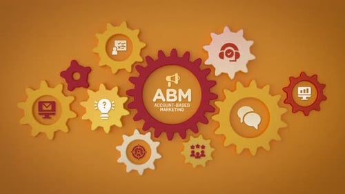 ABM Account Based Marketing cogwheel loopable animation with icons