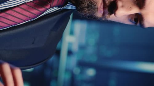 Young Adult Wearing Suit Late Night Work