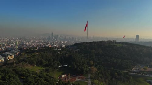 Scenic Aerial View of City with Distant Skyline