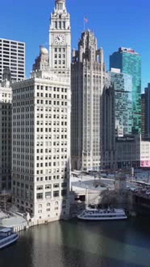 Aerial view of Chicago Skyline At Chicago In Illinois United States.