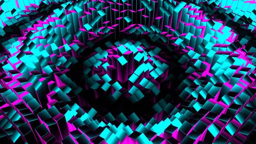 Cyan And Pink Random Shape Rectangular Waves Background Vj Loop In 4K