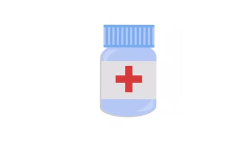 Animated Medical Pill Bottle with Cross Icon