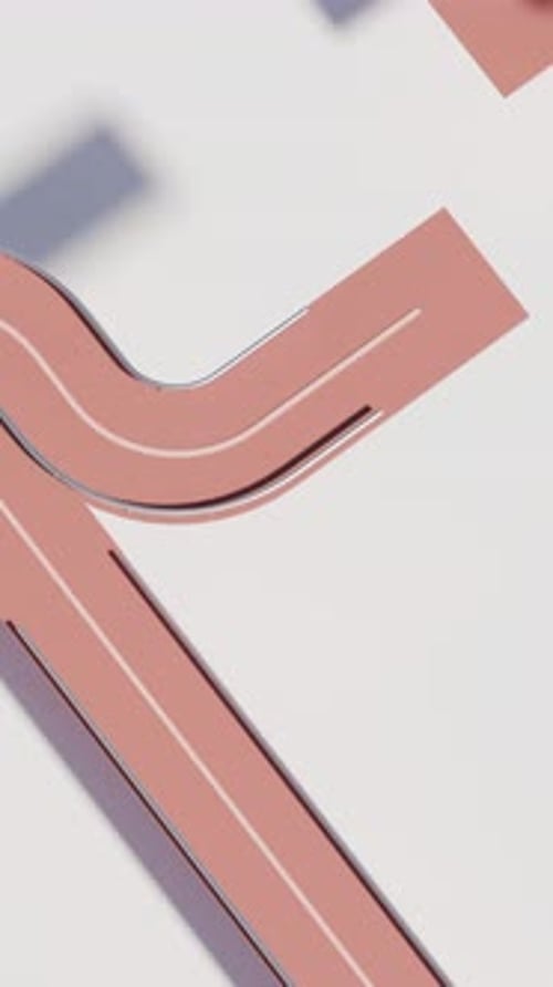 Seamless 3D Loop of Stylized Cartoon Cars Driving on Abstract Roads