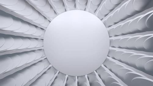 Minimalist White Geometric Sphere Rotation Abstract Loop Background