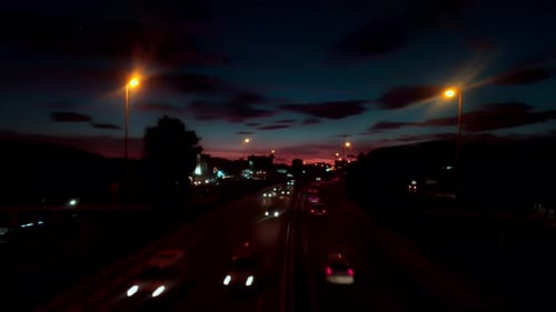 Timelapse of rush hour at Spain during sunset 4K