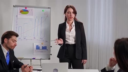 Business Professionals Discussing Strategy with a Flip Chart Presentation
