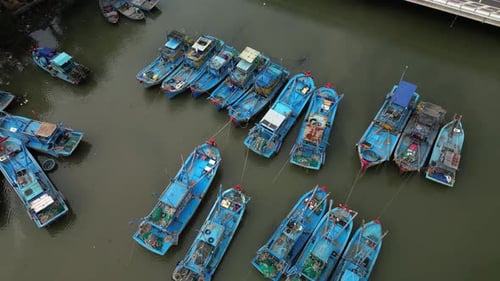 Aerial View of Mui Ne's Huge Fishing Fleet Delivering Seafood to Central Vietnam Drone Footage Top