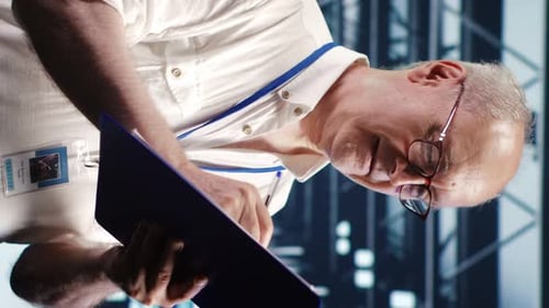 Adult Man Writing on Clipboard at a Corporate Event