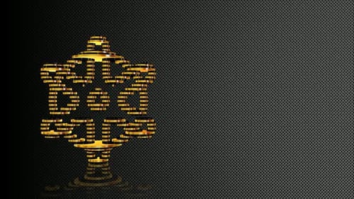 Golden Bitcoin Logo Assemble and Rotate Animation
