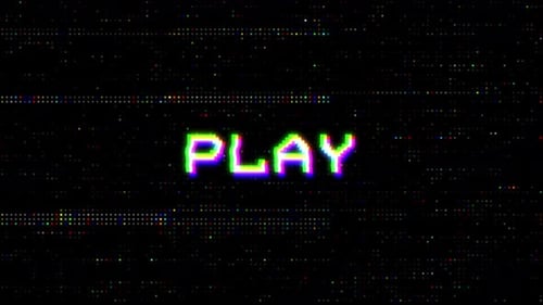 Retro Glitch Pixel Play Text Animation