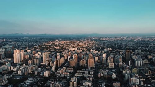 Stunning Aerial View of a Vibrant City at Dusk