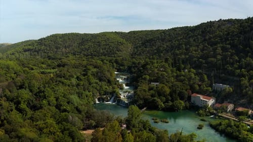 Croatian watterfalls , Krka, aerial view