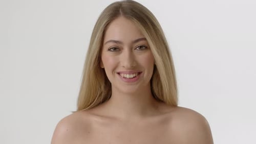Smiling Woman Portrait in Studio Beauty Shot