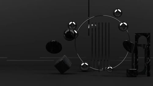 Composition géométrique 3D minimaliste dans des tons sombres