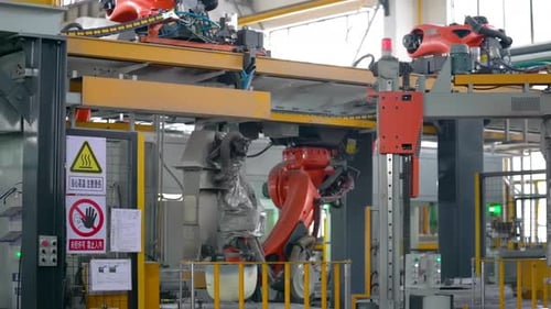 Massive factory equipped with Automobile plan, car body assembly process, automated production line.