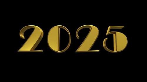 2025 Gold 3d Text Loop Animation