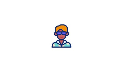 Flat Design Animated Icon of Person Wearing Sunglasses