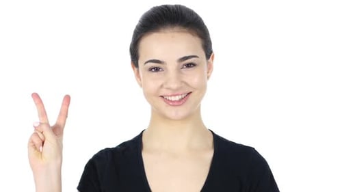 Okay Gesture Woman on White Background