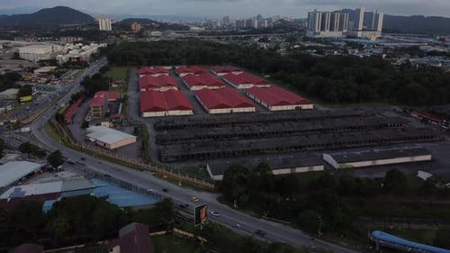Aerial View of City with Industrial Complex