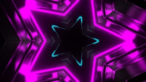 Cyan And Pink Star Strob Tunnel Background Vj Loop In HD