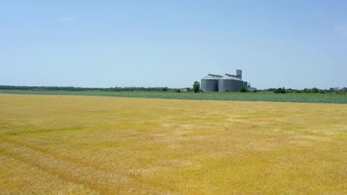 Modern Grain Silos At The Field Of Golden Wheat 17