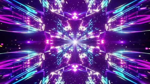 Lumière symétrique abstraite Vibrant Neon Sci-Fi Tunnel VJ Loop