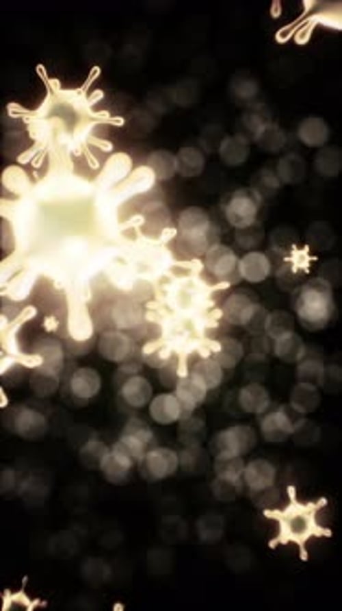 Glowing Fluid Organic Particles in Abstract Medical Background