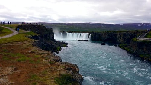 Sweeping River and Waterfall Vista in Iceland