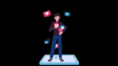 Person Addicted To Social Media Alpha Channel