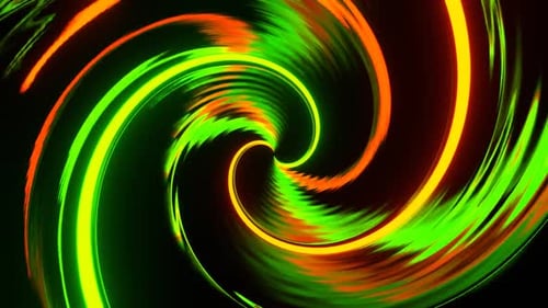 Orange And Light Green Sci Fi Neon Magnet Spiral Background Vj Loop In HD