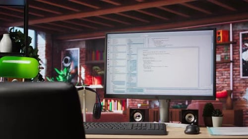 Código de programação no monitor do PC usado para desenvolver programas de software