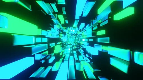 Abstract animation background of flying through a technological tunnel