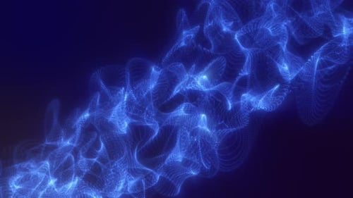 Abstract blue energy waves from futuristic hi-tech mesh particles 4k video, 60 fps