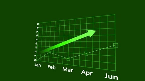 Neon 3D Growth Chart with Rising Arrow – Business Analytics and Data Visualization. Graph