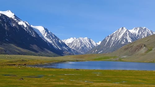 Mountain Landscape with Lake in Altay Russia