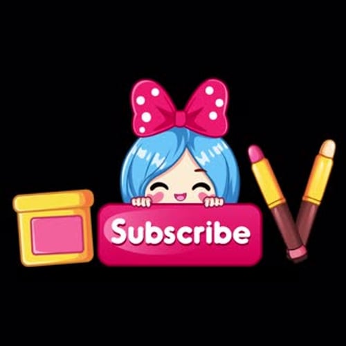 Cute Cartoon Girl Beauty Vlogger Subscribe Button Animation