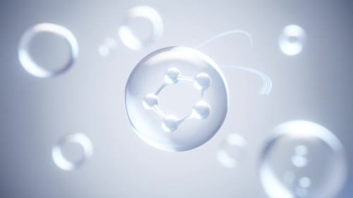 Molecular Structure inside Glowing Bubble Animation