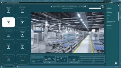 Generative Website für künstliche Intelligenz, die ein Video der Solarmodulfabrik generiert