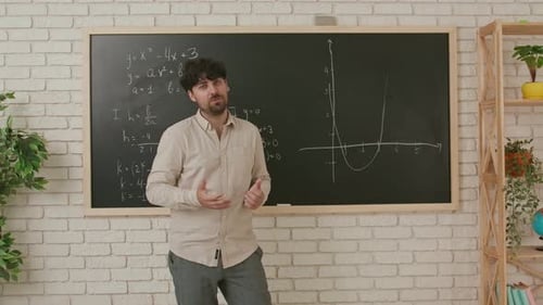 Math Teacher Presenting Lesson in Classroom Setting