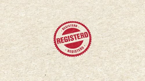 Registrierter goldener Gummistempel